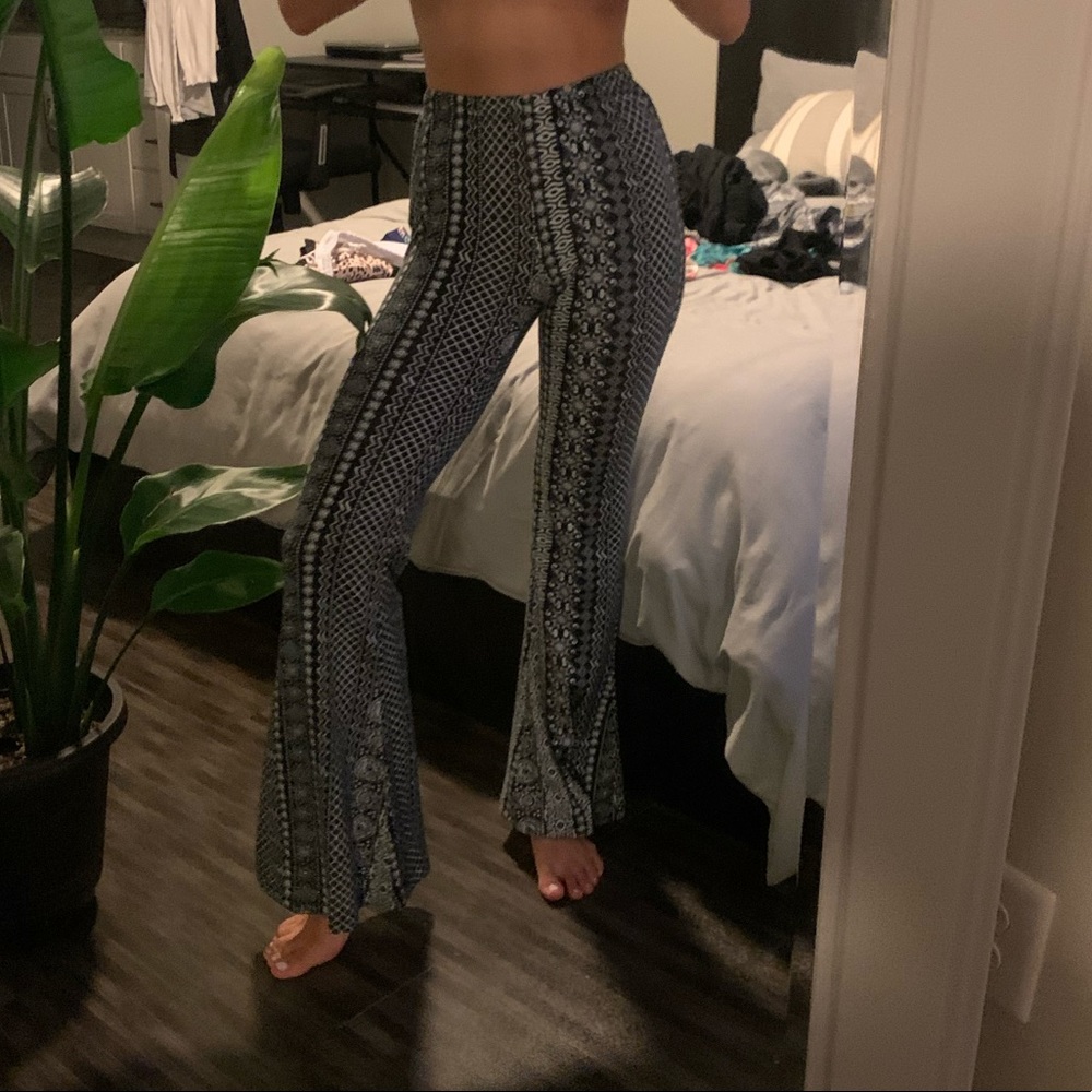 Boho flare black and white pants